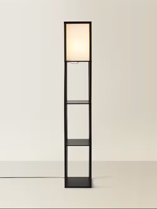 Floor Lamp - Stratford With Shelves (W:26cm x D:26cm x H:159cm) - Black