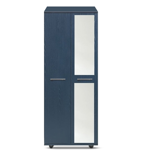 [2-D-W-AB-A-MR-Y-RD-OUT] Wardrobe - Athens - 2 Door (750W x 545D x 1880H) (Alby Blue, Handle: A - Nickle T-Bar Handle, Mirror: Yes (Right Door Outside))