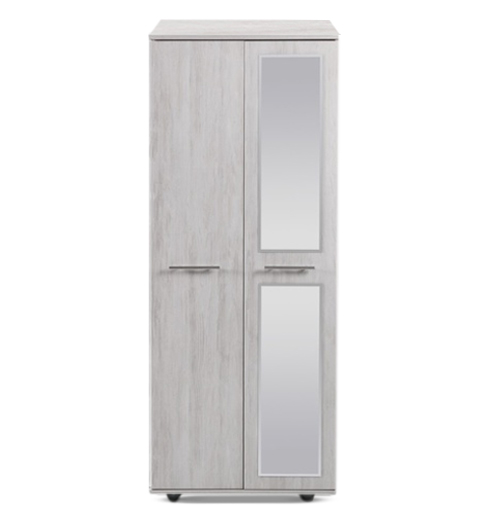 [2-D-W-LA-A-MR-Y-RD-OUT] Wardrobe - Athens - 2 Door (750W x 545D x 1880H) (Light Artwood, Handle: A - Nickle T-Bar Handle, Mirror: Yes (Right Door Outside))