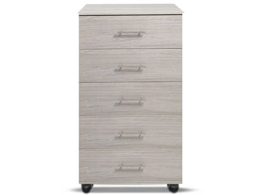 [5-C-N-UO-A] Chests - Athens (5 Drawer Chest (Narrow) (W385mm x D420mm x H1170mm), Urban Oak, Handle: A - Nickle T-Bar Handle)