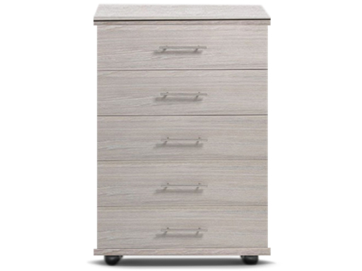 [5-C-W-UO-A] Chests - Athens (5 Drawer Chest (Wide) (W760mm x D420mm x H1170mm), Urban Oak, Handle: A - Nickle T-Bar Handle)