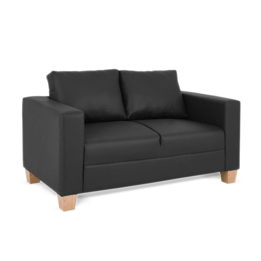 [SOFA-GEMINI-2STR-BLK-PVC] Sofa - Gemini (2 Seater (W140 x D77 x H83cm), Black - Faux Leather)