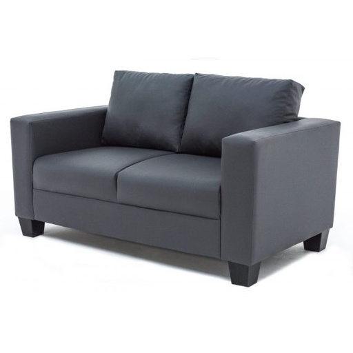 [SOFA-GEMINI-2STR-GY-PVC] Sofa - Gemini (2 Seater (W140 x D77 x H83cm), Grey - Faux Leather)