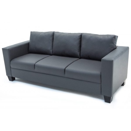 [SOFA-GEMINI-3STR-GY-PVC] Sofa - Gemini (3 Seater (W190 x D77 x H83cm), Grey - Faux Leather)