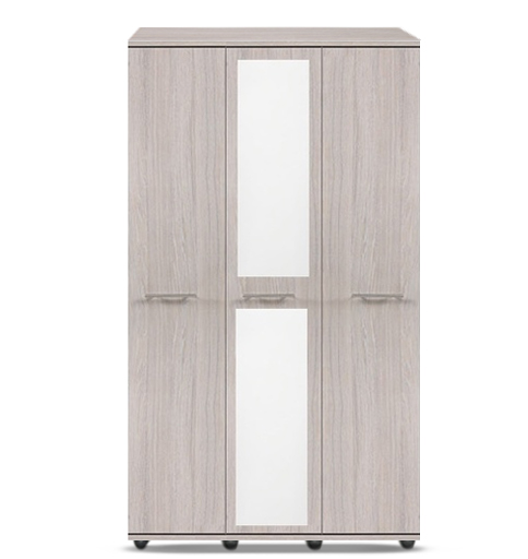 [3-T-W-UO-A-MR-Y-MD-OUT] Wardrobe - Athens - 3 Door (1125W x 545D x 1880H) (Urban Oak, Handle: A - Nickle T-Bar Handle, Mirror: Yes (Middle Door Outside))