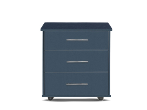 [3-C-W-AB-A] Chests - Athens (3 Drawer (Wide) (W760mm x D420mm x H735mm), Alby Blue, Handle: A - Nickle T-Bar Handle)