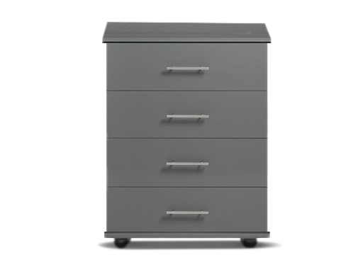 [4-C-W-SL-A] Chests - Athens (4 Drawer (Wide) (W760mm x D420mm x H950mm), Slate, Handle: A - Nickle T-Bar Handle)