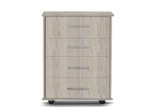 [4-C-M-UO-A] Chests - Athens (4 Drawer (Midi) (W610mm x D420mm x H950mm), Urban Oak, Handle: A - Nickle T-Bar Handle)