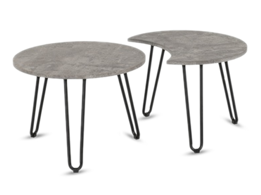 [300-301-064] Coffee Table - Alexander (Duo) (W100cm x D60cm x H44cm) (Concrete Effect & Black Legs)