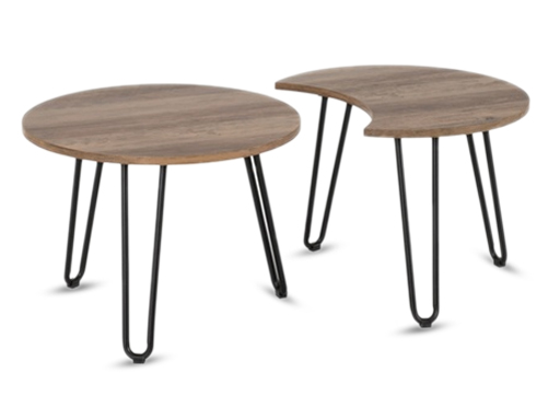 [300-301-065] Coffee Table - Alexander (Duo) (W100cm x D60cm x H44cm) (Medium Oak Effect & Black Legs)