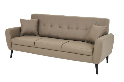 Sofa - Moros (3 Seater (W190cm x D80cm x H81cm), Taupe - Faux Leather)