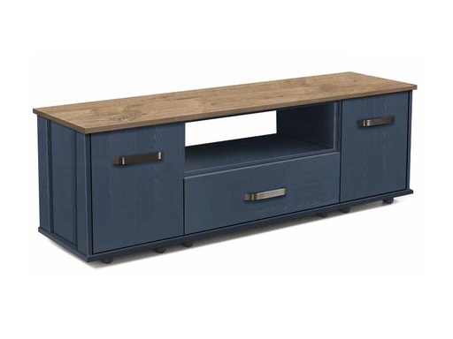 [LT2-ABGO] Paros Range - Lounge (Media Unit (Large) (W1555 x D430 x H515), Alby Blue & Gold Oak Top)