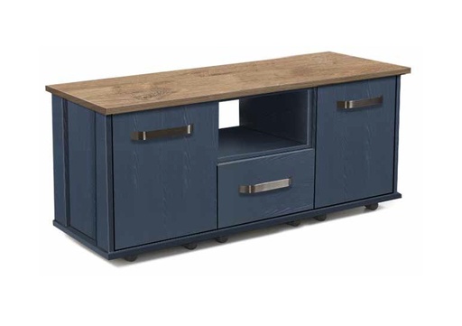 [LT1-ABGO] Paros Range - Lounge (Media Unit (Midi) (W1180 x D430 x H735), Alby Blue & Gold Oak Top)