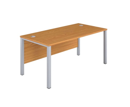 Desk - Modern Cantilever (W:1600mm x D:800mm x H:730mm, Nova Oak With Silver Frame)