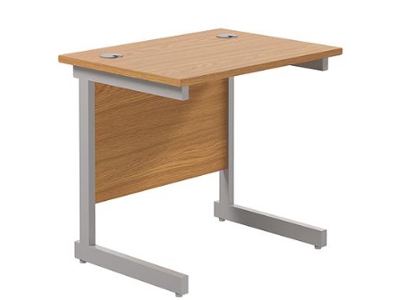 Desk - Modern Cantilever (W:800mm x D:600mm x H:730mm, Beech With Silver Frame)