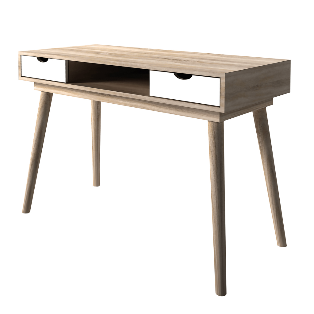Desk - Hermes (W:110cm x D:50cm x H: 78.6cm) - Oak | White