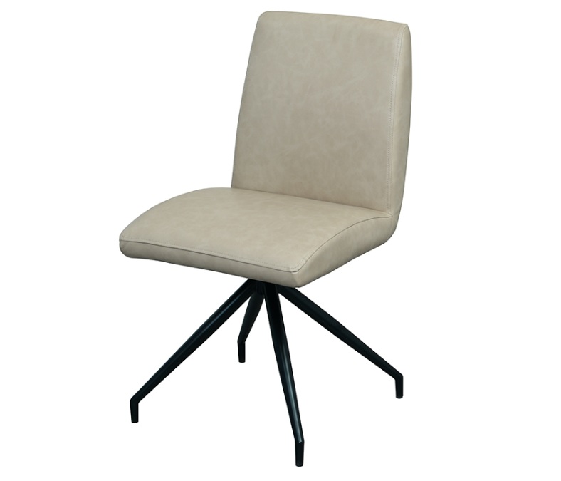 Dining Chair - Taranto (Swivel) (W:53cm x D:48cm x H:86cm) - Taupe Faux Leather