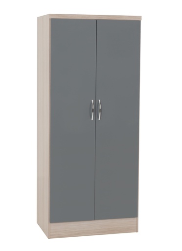 Wardrobes - Volos - 2 Door (Un-Assembled) (Light Oak & Grey Gloss Fronts)