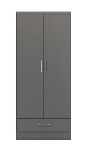 Wardrobes - Volos - 2 Door 1 Drawer Combi (Dark Grey)