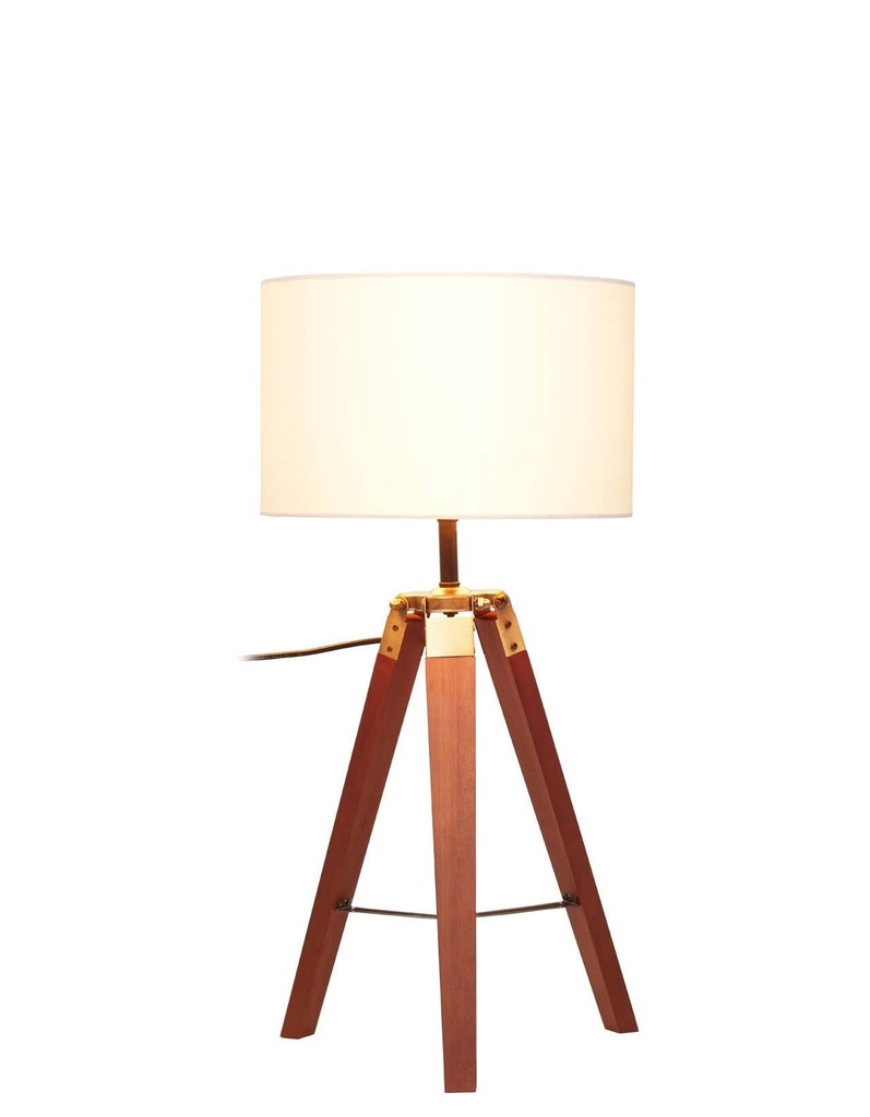 Bedside & Table Lamps - Belmont (W32cm x D32cm x H66cm) - Brown Base & White Linen Shade