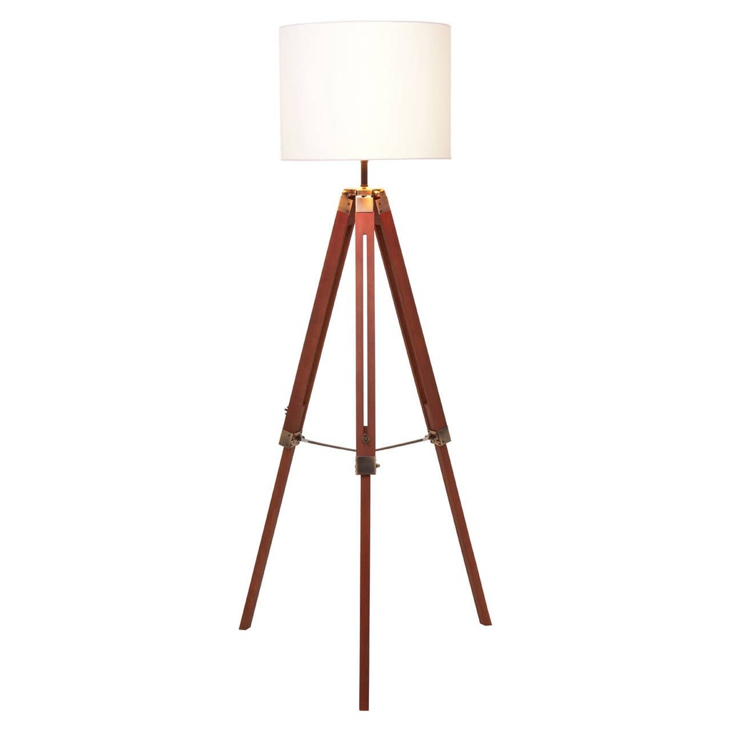 Floor Lamps - Belmont (W62cm x D62cm x H150cm) - Brown Base & White Linen Shade
