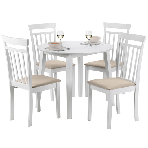 [DTST-ORBIT-4CH-WH] Dining Set - Orbit (With 4 Padded Seat Chairs) - White