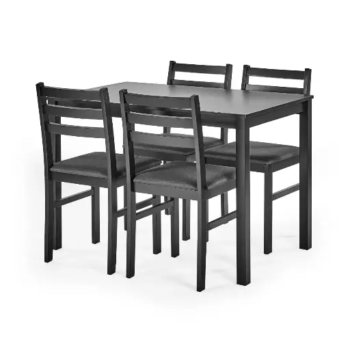 [DTST-KONA-4CH-BLK] Dining Set - Kona (With 4 Padded Seat Chairs) (Black)