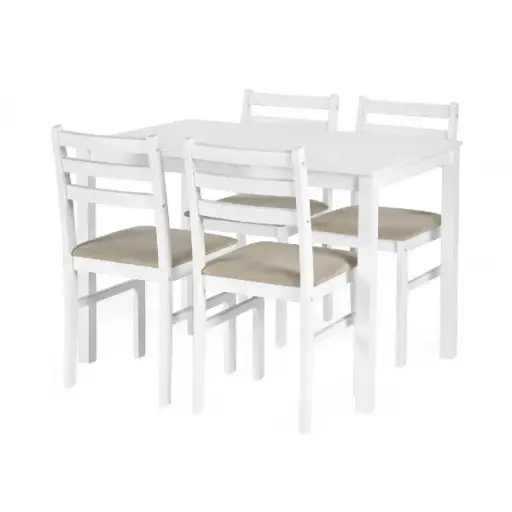 [DTST-KONA-4CH-WH] Dining Set - Kona (With 4 Padded Seat Chairs) (White)