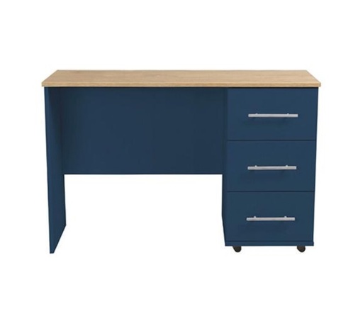 [S-D-R-ABGO-A] Desk - Athens (3 Drawer) (Drawers On: Right, Alby Blue & Gold Oak Top, Handle: A - Nickle T-Bar Handle)