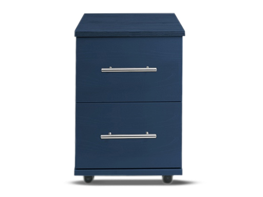 [2-C-N-AB-A] Bedsides - Athens (2 Drawer Bedside (Narrow) (W385mm x D420mm x H515mm), Alby Blue, Handle: A - Nickle T-Bar Handle)