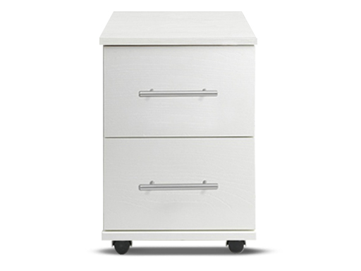 [2-C-N-FW-A] Bedsides - Athens (2 Drawer Bedside (Narrow) (W385mm x D420mm x H515mm), White (Grain), Handle: A - Nickle T-Bar Handle)