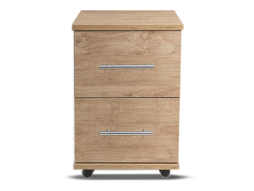 [2-C-N-GO-A] Bedsides - Athens (2 Drawer Bedside (Narrow) (W385mm x D420mm x H515mm), Gold Oak, Handle: A - Nickle T-Bar Handle)