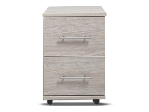 [2-C-N-UO-A] Bedsides - Athens (2 Drawer Bedside (Narrow) (W385mm x D420mm x H515mm), Urban Oak, Handle: A - Nickle T-Bar Handle)