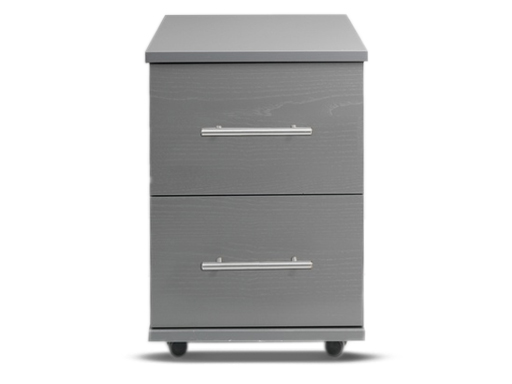 [2-C-N-SL-A] Bedsides - Athens (2 Drawer Bedside (Narrow) (W385mm x D420mm x H515mm), Slate, Handle: A - Nickle T-Bar Handle)