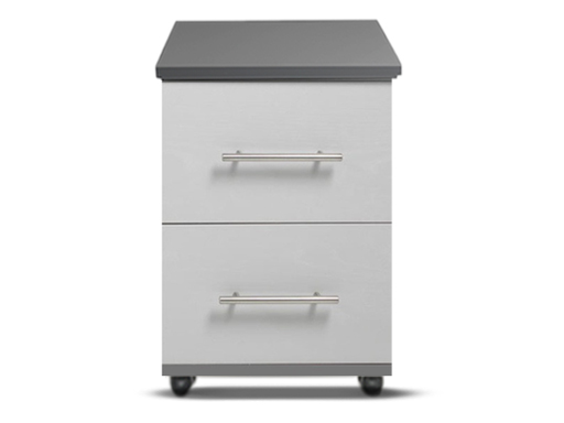 [2-C-N-SLST-A] Bedsides - Athens (2 Drawer Bedside (Narrow) (W385mm x D420mm x H515mm), Slate & Stone Fronts, Handle: A - Nickle T-Bar Handle)