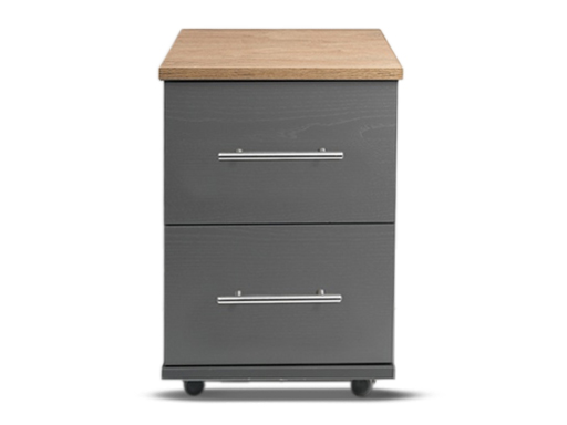 [2-C-N-SLGO-A] Bedsides - Athens (2 Drawer Bedside (Narrow) (W385mm x D420mm x H515mm), Slate & Gold Oak Top, Handle: A - Nickle T-Bar Handle)