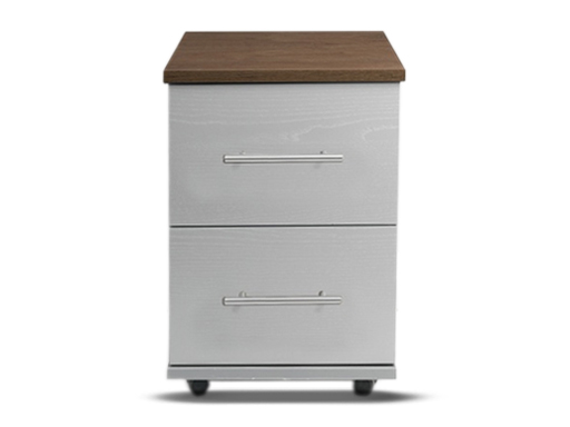 [2-C-N-STEH-A] Bedsides - Athens (2 Drawer Bedside (Narrow) (W385mm x D420mm x H515mm), Stone & Espresso Oak Top, Handle: A - Nickle T-Bar Handle)