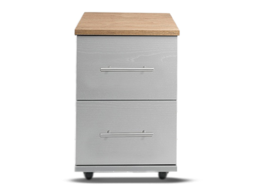 [2-C-N-STGO-A] Bedsides - Athens (2 Drawer Bedside (Narrow) (W385mm x D420mm x H515mm), Stone & Gold Oak Top, Handle: A - Nickle T-Bar Handle)