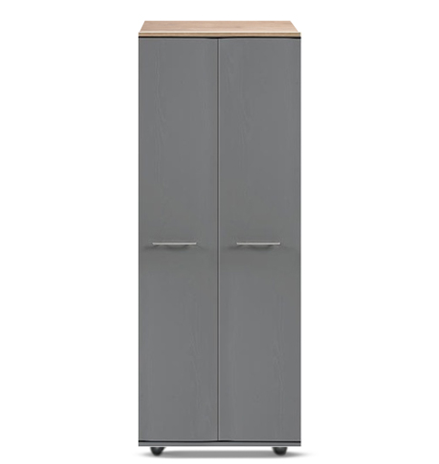 [2-D-W-SLGO-A-MR-N] Wardrobe - Athens - 2 Door (750W x 545D x 1880H) (Slate & Gold Oak Top, Handle: A - Nickle T-Bar Handle, Mirror: No)