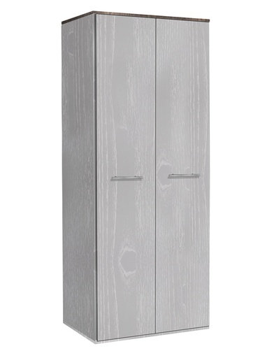[2-D-W-STEH-A-MR-N] Wardrobe - Athens - 2 Door (750W x 545D x 1880H) (Stone & Espresso Oak Top, Handle: A - Nickle T-Bar Handle, Mirror: No)