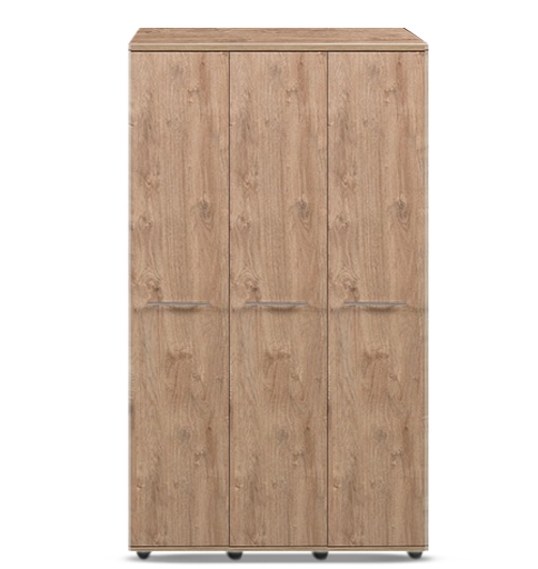 [3-T-W-GO-A-MR-N] Wardrobe - Athens - 3 Door (1125W x 545D x 1880H) (Gold Oak, Handle: A - Nickle T-Bar Handle, Mirror: No)