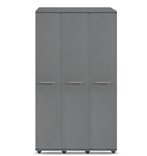[3-T-W-SL-A-MR-N] Wardrobe - Athens - 3 Door (1125W x 545D x 1880H) (Slate, Handle: A - Nickle T-Bar Handle, Mirror: No)