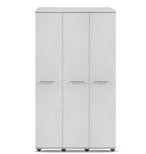 [3-T-W-ST-A-MR-N] Wardrobe - Athens - 3 Door (1125W x 545D x 1880H) (Stone, Handle: A - Nickle T-Bar Handle, Mirror: No)