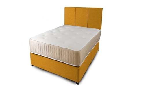 [BEDBASE-S-NS-TUPLVT] Bed Base - Base With No Storage (Single (3Ft) (90cm x 190cm), Turmeric - Plush Velvet)