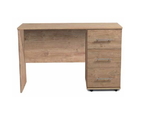 [S-D-R-GO-A] Desk - Athens (3 Drawer) (W1135 x D420 x H735mm) (Drawers On: Right, Gold Oak, Handle: A - Nickle T-Bar Handle)